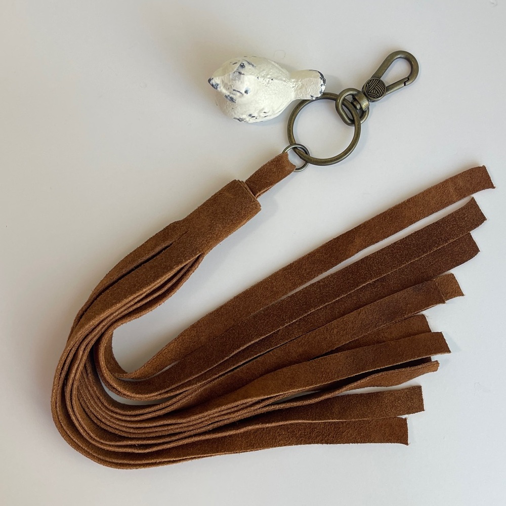 Genuine Leather Tassel Bag Charm Key Fob - Picture 1 of 7